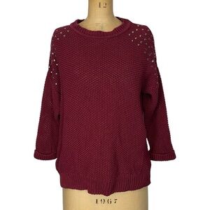 TopShop Burgundy Studded Detail Oversized Sweater Size 2